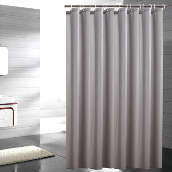 

Heavy Weight Fabric Shower Curtain - Mildew Resistant, Water Repellent, and Washable Curtain , Gray Bath Curtains