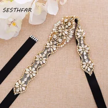 Жемчуг стразы свадебный пояс цветок пояс невесты золото кристалл ювелирное свадебные пояса лента для свадьбы Пром платье J189G