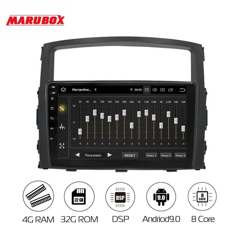 Perfect MARUBOX Car Radio 8 Core Android 9.0 Multimedia Video Player Navigation GPS 32G For Mitsubishi Pajero 2006-2014 Car DVD OBD2 IPS 1