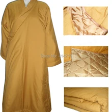 Зимнее теплое хлопковое пальто буддийские монахи длинное платье буддийский буддистский Декор Одежда Единоборства костюм для медитации желтый унисекс
