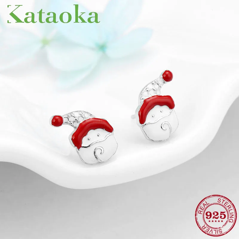 

Authentic Christmas Series Snowman Christmas hat 925 Sterling Silver Studs Earrings luxury Party Women Silver Jewelry gift