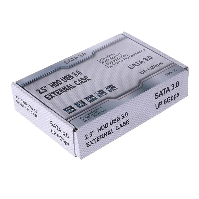Пластмассовый 2,5 дюймовый USB3.0 SATA3.0 внешний жесткий диск Корпус HDD SSD жесткий диск Док-бокс диски HDD корпус с usb-кабелем