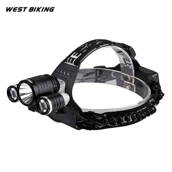 

West Biking Bike Bicycle HeadLamp Light Cycling Lamp Light Headlight Bicycle Torch Rechargeable 2*18650 Battery Cycling Light