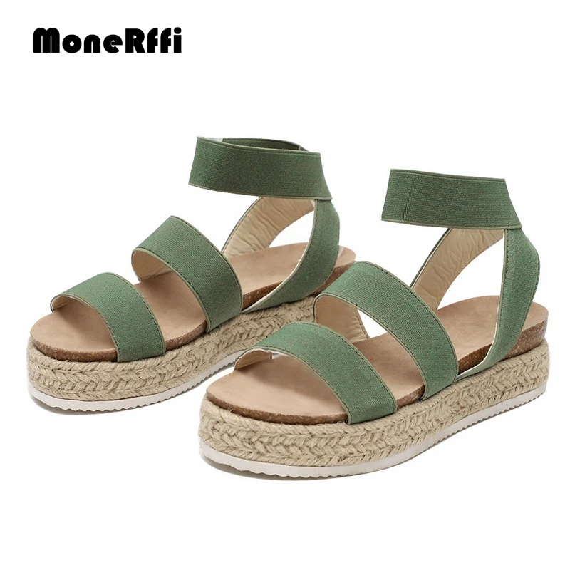 

MoneRffi Summer Women Platform Sandals Strap Casual Open Toe Fish Sandals Med Heel Increasing Shoes Feamale Mujer