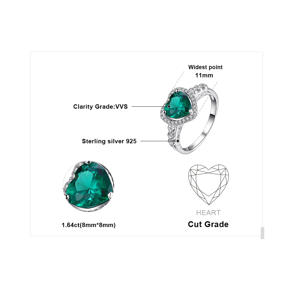 Jewelrypalace Сердце океана 1.8ct создания Изумрудный любовь навсегда Halo Promise Ring 925
