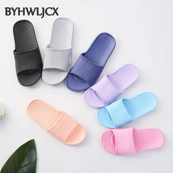 

Plus-size summer home shoes women EVA Injection flat women's slippers bathroom anti-skid flip flops couple pool beach slippers