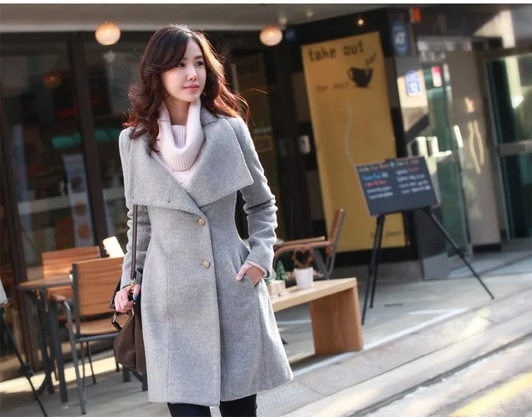 Корейское женское кашемировое пальто, Женский Осенний длинный тонкий кардиган, специально для женщин, зимнее длинное пальто, толстое теплое Женское пальто