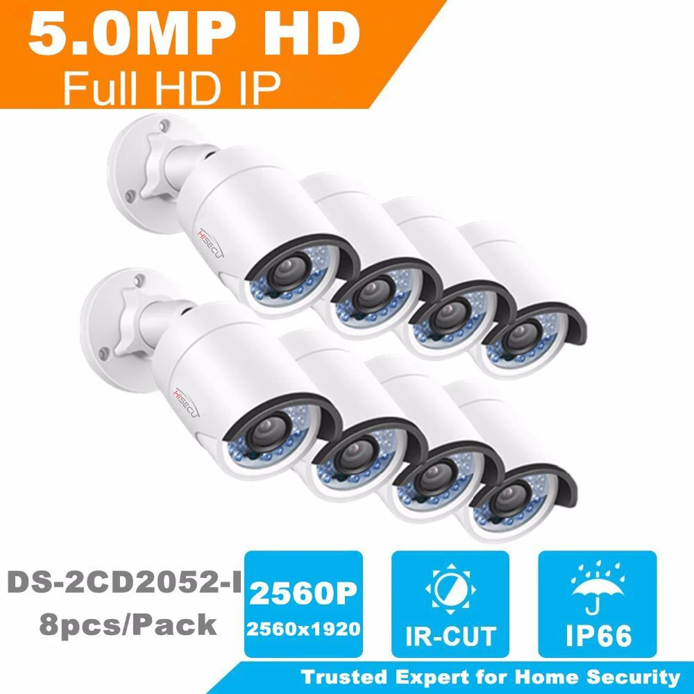 8Pcs HiK English Version 5MP Bullet Camera DS-2CD2052-I 5 Megapixel WDR Network Bullet IP Camera IP66 Replace DS-2CD2055-I