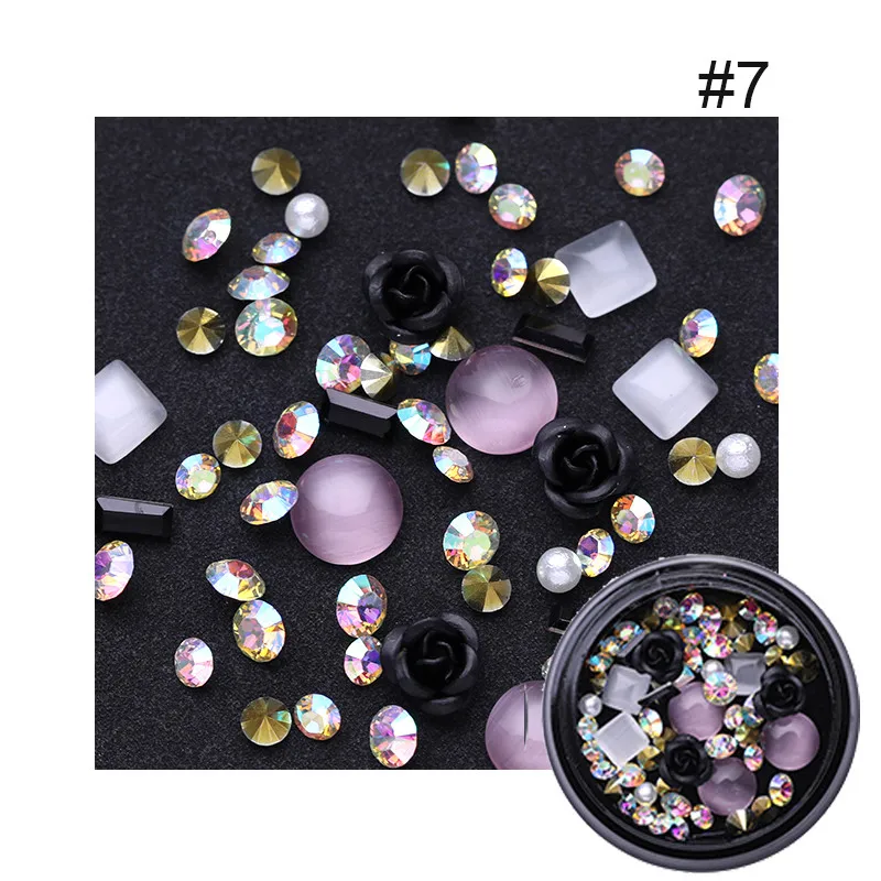 1 коробка Луна Звезда 3D украшения для ногтей серебряные заклепки Шпильки жемчуг смешанный размер орнамент блестящие, для дизайна ногтей маникюр Дизайн украшения - Цвет: 8