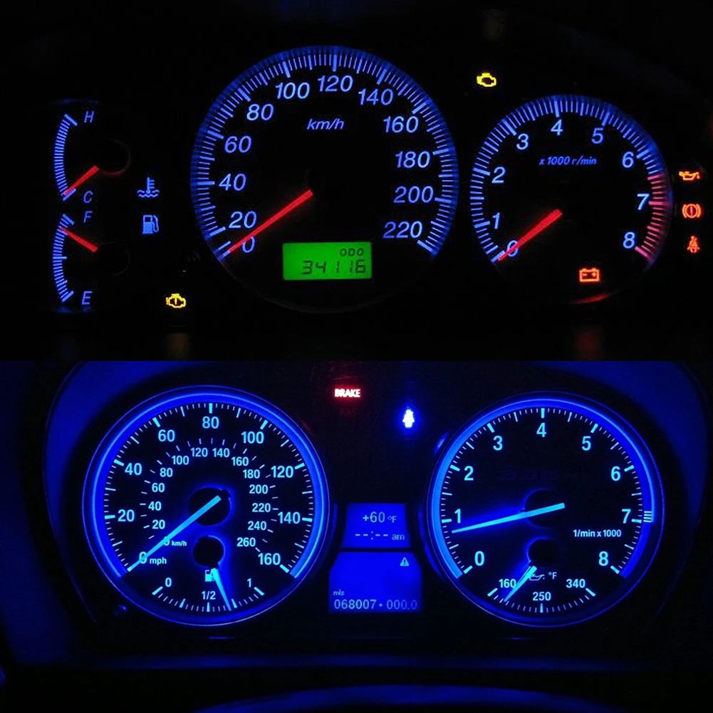 10 шт. автомобиль T10 168 синий манометр приборный кластер Спидометр Dash 4-SMD Автомобильный светодиодный светильник лампы для автомобиля-Стайлинг