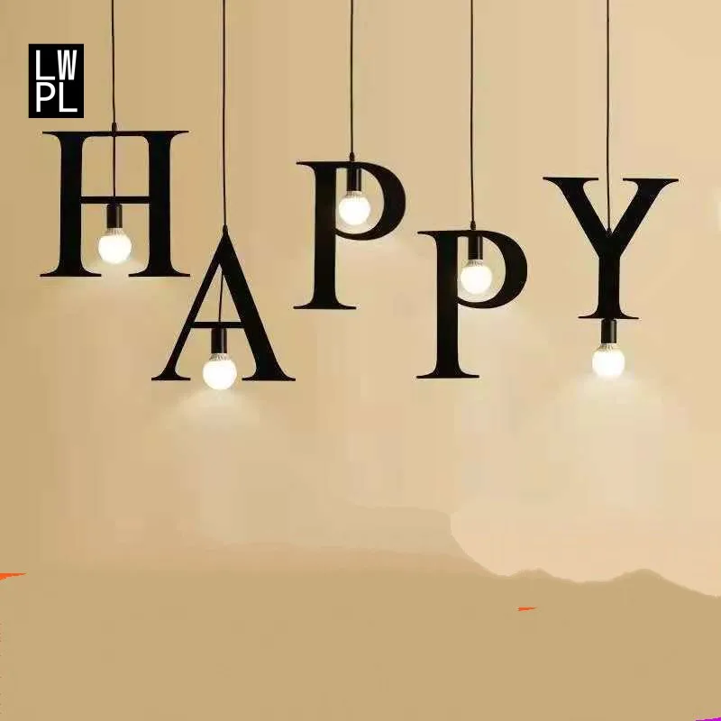 

Nordic Pendant Lights Creative Modern Letter Hanging Lamp for Living Room Bar Individuality Art Iron Single LED Light Restaurant