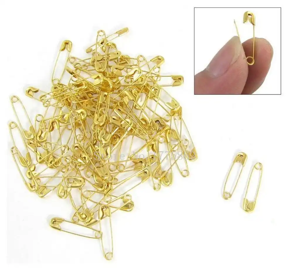 small safety pins 20mm colours gold black or silver