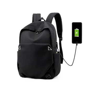 

3PCS / LOT Simple Style Men Women USB Charging Laptop Backpack School Bag Student High Capacity Backpack Rucksack Mochilas