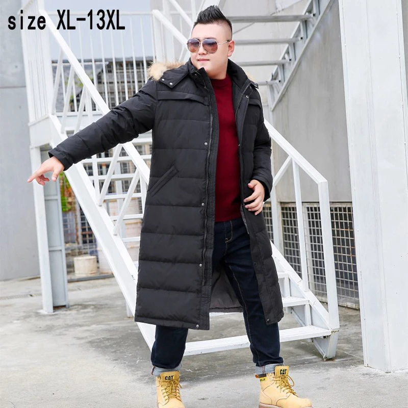 Зимний пуховик для мужчин Экстра большой утолщенный модный удлиненный колено пальто X-long высокого качества размера плюс XL-11XL 12XL 13XL