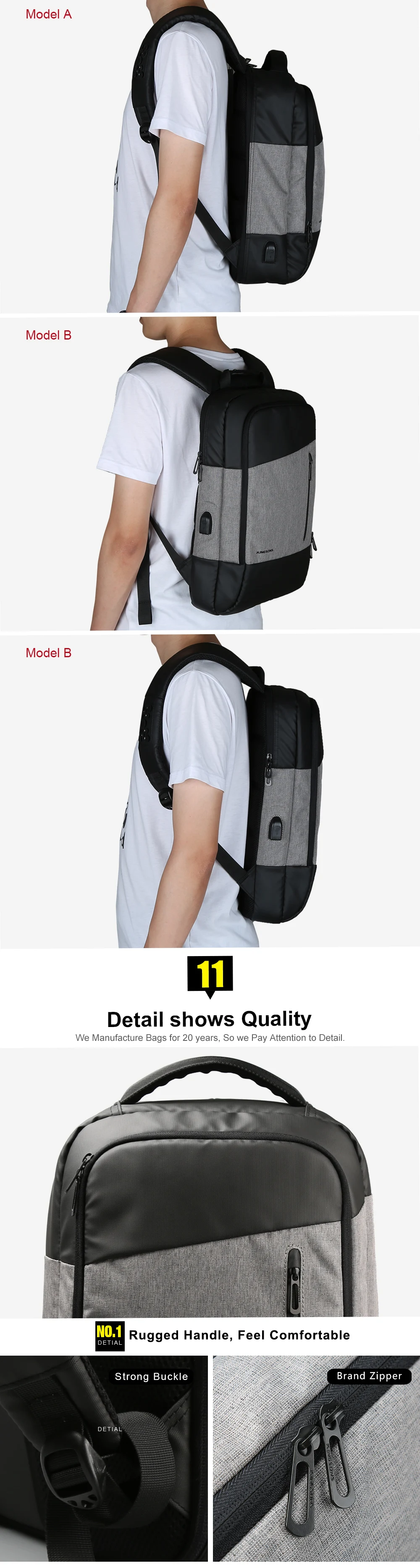 Kingsons KS3159W 15,6 дюймов для мужчин женщин ноутбук рюкзак Внешний USB зарядка водостойкий носимых путешествия школьные ранцы