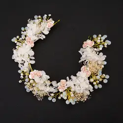 Роскошные, украшенные кристаллами женские свадебные цветочные заколки для волос повязки на голову модные свадебные аксессуары для волос