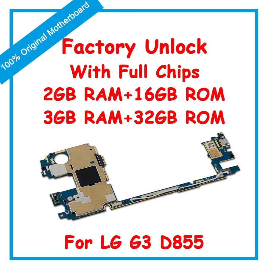 

100% Tested Good Original Motherboard For LG G3 D855 16GB 32GB Factory Unlocked Mainboard With Full Chips Android OS IMEI