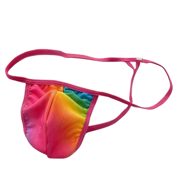 Rainbow Color Low Rise Men Thongs G strings Men Underwear U Convex ...