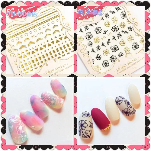 3 листа 10 тип золотые наклейки для ногтей дизайн Gummed стикеры 3D на ногти Nail Art Наклейки Makep художественные украшения DTL190-199