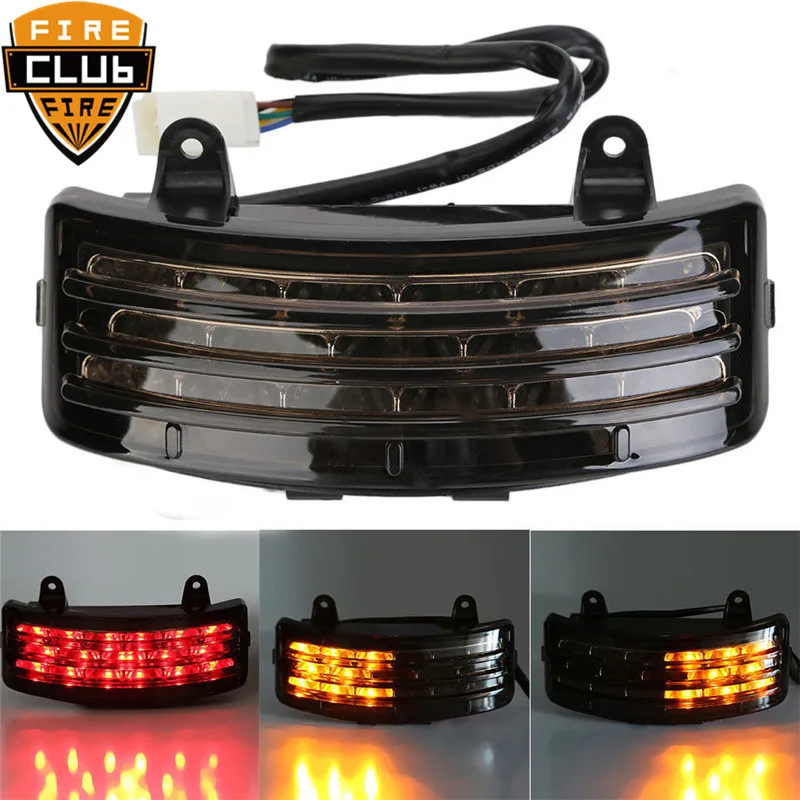 

Tri-Bar LED Rear Fender Brake Tail Light Turn Signal Lamp Taillight For Harley Touring Street Glide FLHX FLTRX Smoke Motorcycle