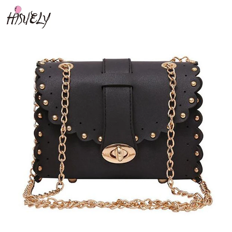 

Hot Sale Hollow Out Handbag Women Chain Messenger Bag Female Small Shoulder Bag Designer Rivet Crossbody Bag Sac A Main Femme
