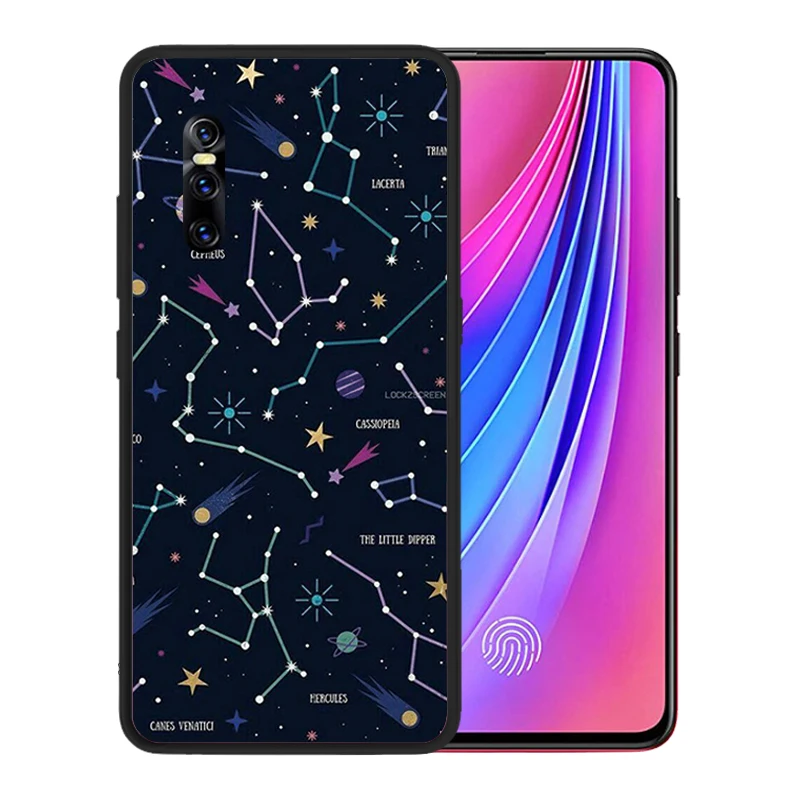 Black Silicone Case for Vivo V15 Pro Starry Sky Phone Cases Cover Coque Fundas