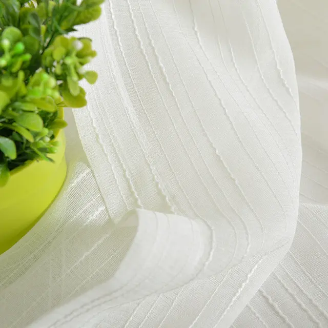 Coffee Tulle Curtains For Kitchen Door White Sheer Striped Curtains Drapes For The Living Room Window Linen Curtains WP039-30