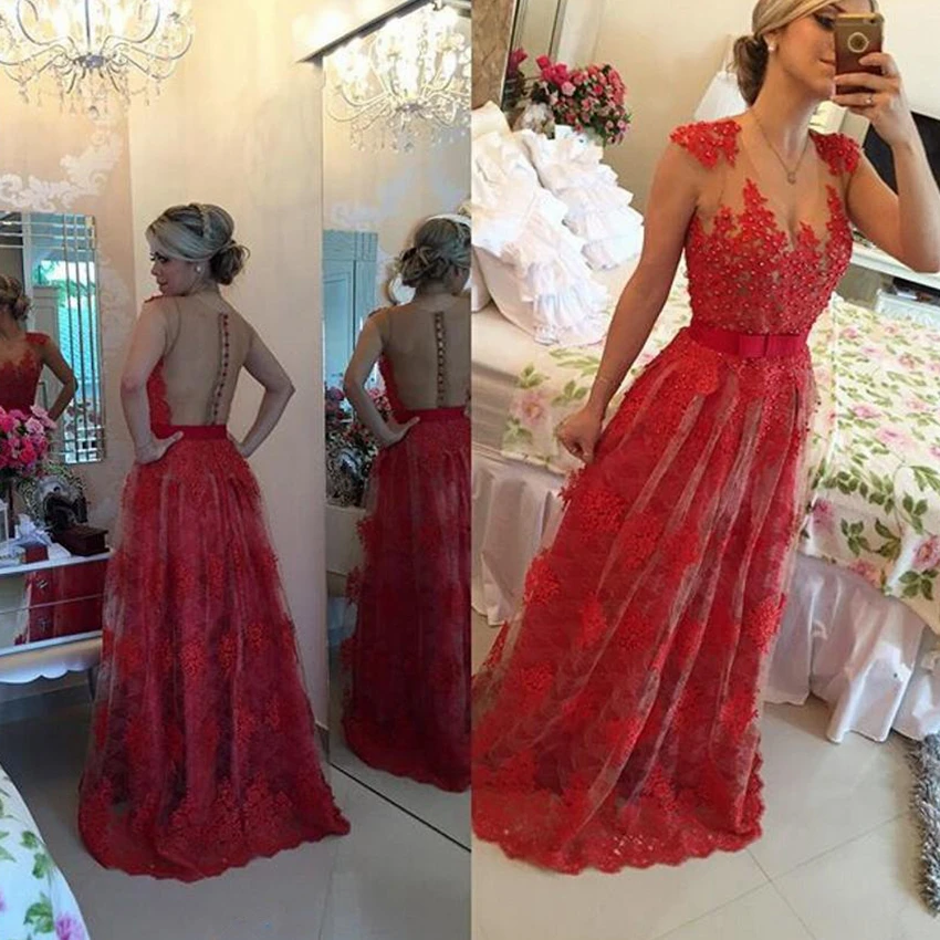 v-neck-appliques-prom-dresses-red-lace-beaded-button-back-floor-length-real-a-line-sheer-neck-latest-evening-party-dresses-gowns