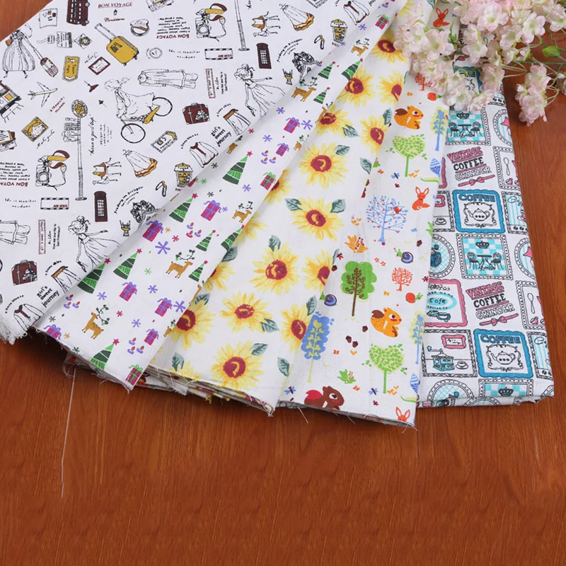 

Printed Cotton and Linen Fabric Handmade DIY Craft Canvas Printed Linen Fabric