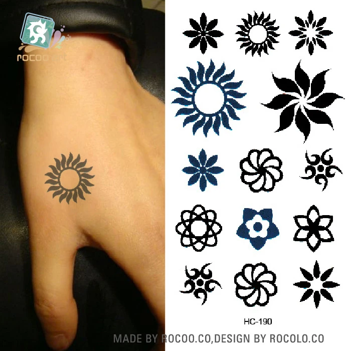 Hc 190 Small Black Temporary Tattoo Stickers Tribal Sun Design Hand Water Transfer Fake Tattoo Women Men Sun Tattoo Stickers Tattoo Sticker Blacktattoo Sticker Aliexpress