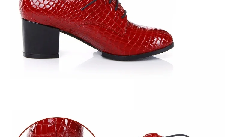 Модные женские весенние туфли; женские туфли-оксфорды на Высоком толстом каблуке; туфли из лакированной кожи на платформе с крокодиловой текстурой; Размеры 33-42