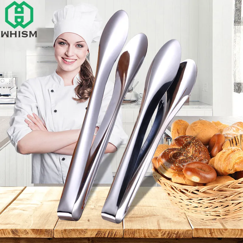 WHISM Stainless Steel Food Tongs Non Stick Barbecue Kitchen Steak Tongs