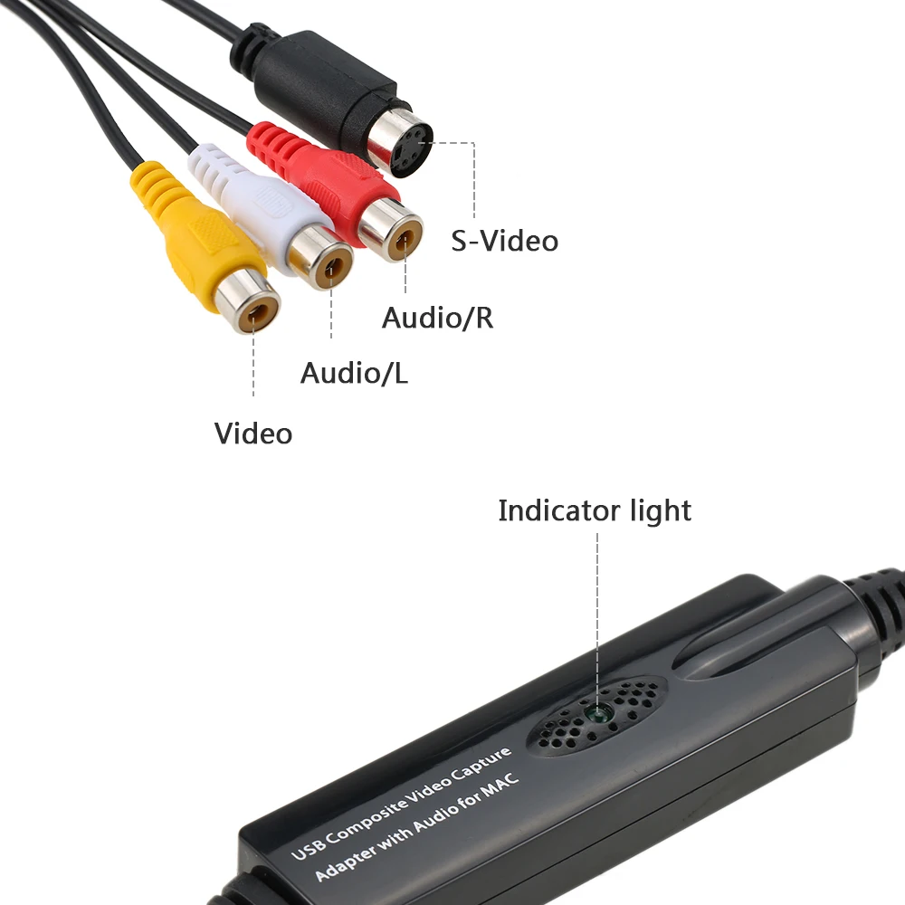 Записывающая карта адаптера USB Видео Аудио Захват для MAC OS 10 4 12 видеокамера VHS