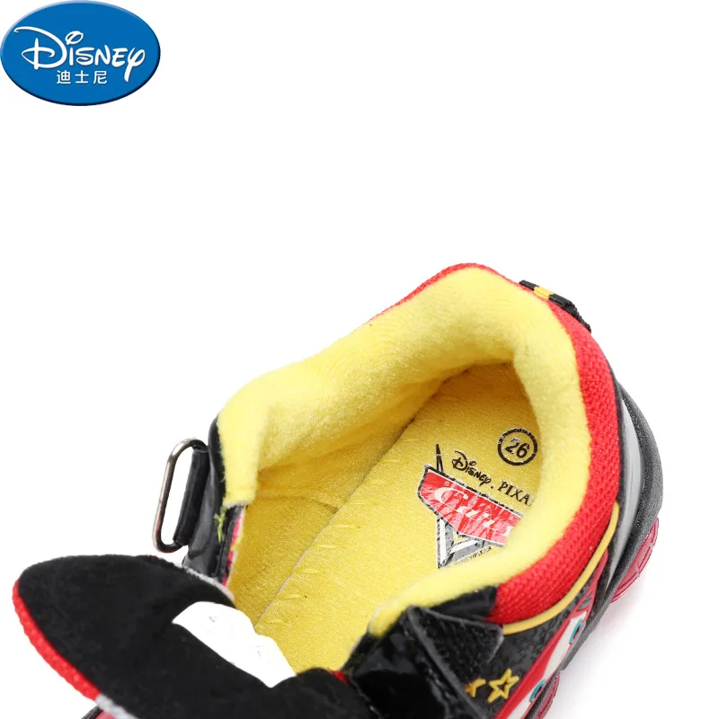 Disney/Детская Хлопковая обувь для мальчиков; толстая зимняя теплая бархатная новая спортивная обувь с мигающими огнями; обувь для бега; европейские размеры 26-31