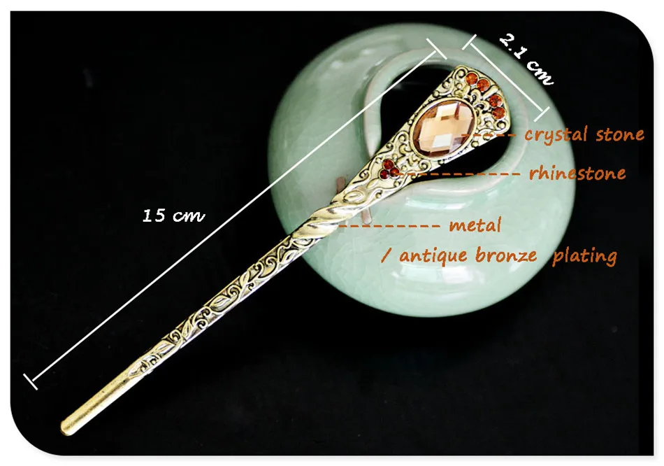 Morkopela заколка для волос с кристаллами винтажная металлическая палочка для волос для женщин Банкетная заколка для волос ювелирные изделия стразы заколка для волос аксессуары