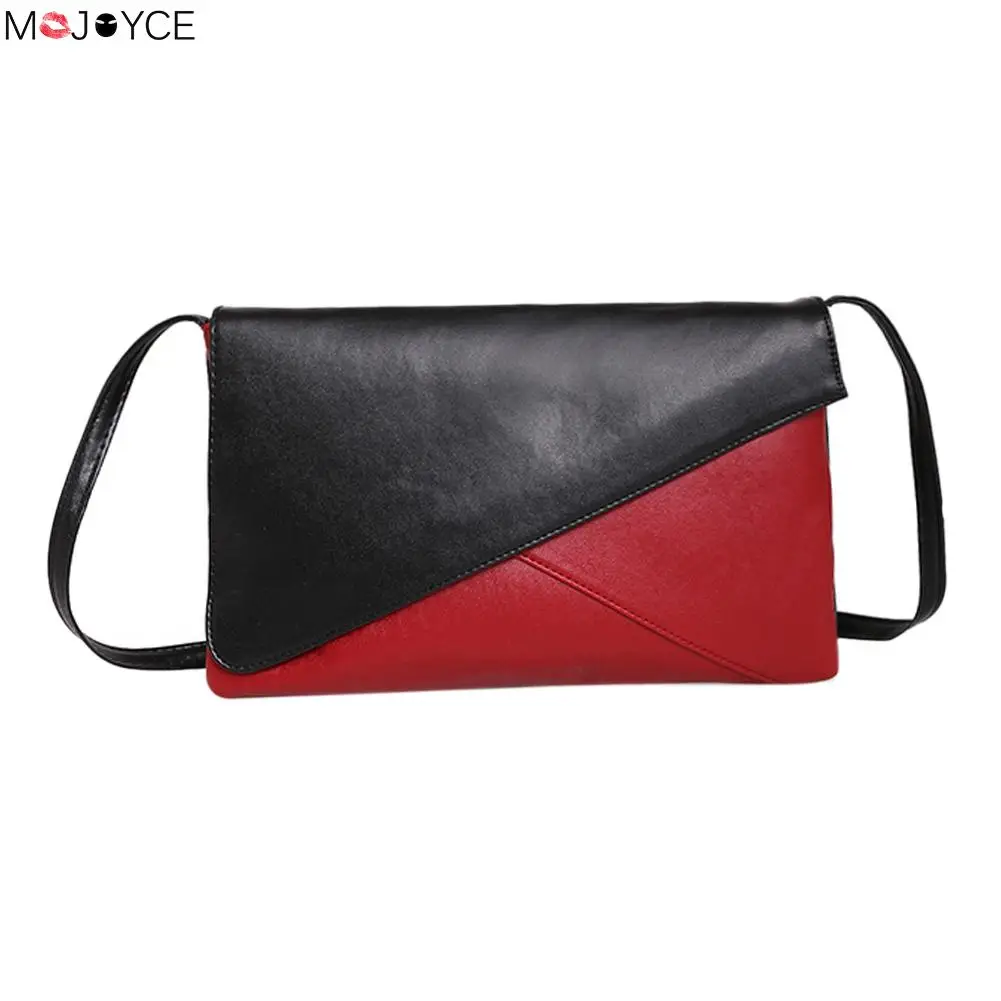 

Small Messenger bag European Style Women Envelope Clutches PU Leather Lady Handbag Fashion Hit Color Patchwork Shoulder Bags