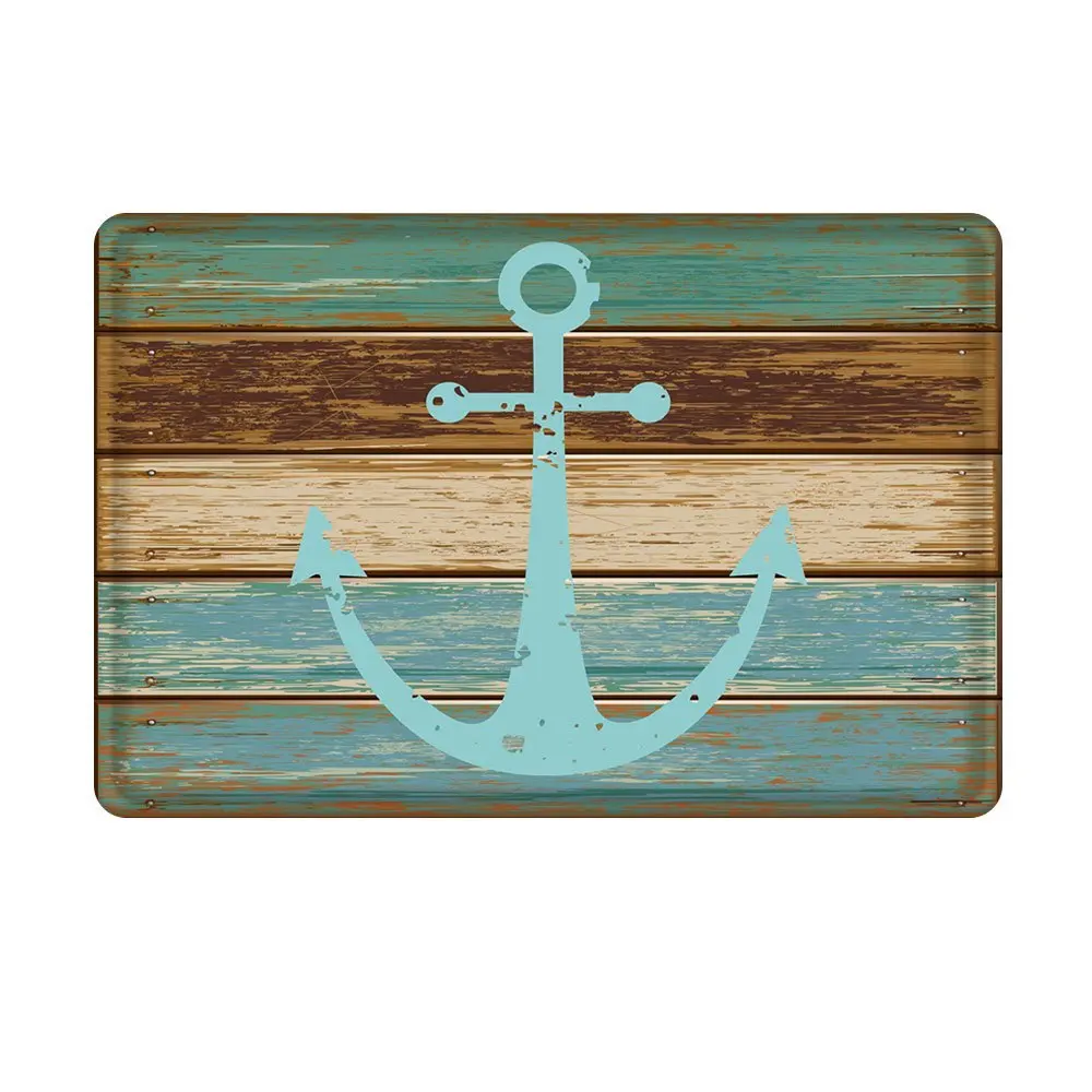 Por Microfiber Kitchen Rugs Charmhome Vintage Retro Nautical Anchor Flannel Microfiber Accent Rug Turquoise And Brown Bathroom Kitchen Floor