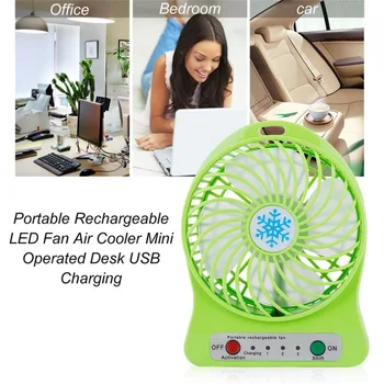 

5Colors Mini LED Fan Air Cooler USB Charging Desktop 3 Mode Speed Regulation FAN With LED Lighting Function Battery Operated Fan