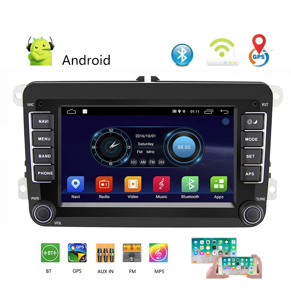 Hikity 2 Din 7 ''стерео Android gps навигация Bluetooth Радио IPOD FM RDS карта для Volkswagen/Passat/POLO/GOLF/Skoda/Seat