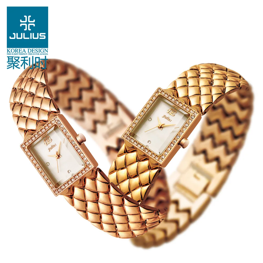 2015 Julius Lady Woman Wrist Watch Quartz Hours Best Fashion Dress Korea Bracelet Office Stainless Steel