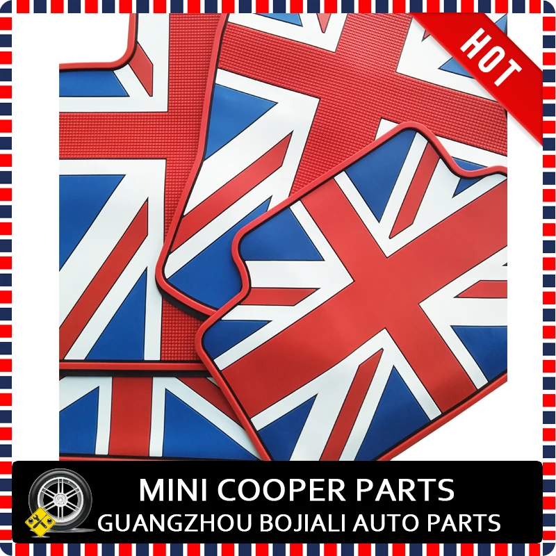 Противоскользящий резиновый Материал полный черный автомобильные подушки с принтом флага Великобритании "Юнион Джек", Стиль коврик для левый руль автомобиля Mini Cooper F55 только(4 шт./компл