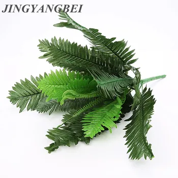 

24Branches Leaves Artificial Fern Bouquet Plastic Silk Green Plants Fake Persian Leaves Foliage Sago Cyca For Home Wedding Decor