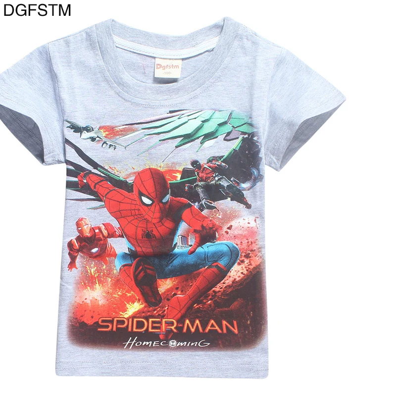 

2018 Cartoon fashion superhero Spiderman T-shirt kids kids summer characters cotton short suit kids t-shirt sportswear clothing