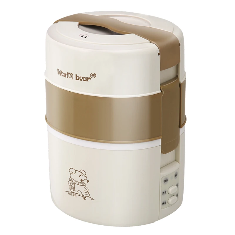 

Three Layers 2.2L Electric Lunch Box Stainless Steel Plug-in Insulation Heating Lunch Box Cooking High Capacity Mini Cooker