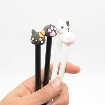 

4 Pcs/Set gel pen cat cute black white animal 0.38mm kawaii material escolar stationery fourniture animal kırtasiye kalem