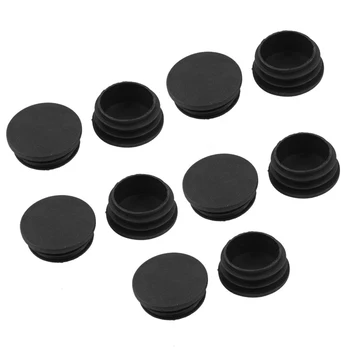 

10 x Black Plastic 38mm Dia Round Tubing Tube Insert Caps Covers