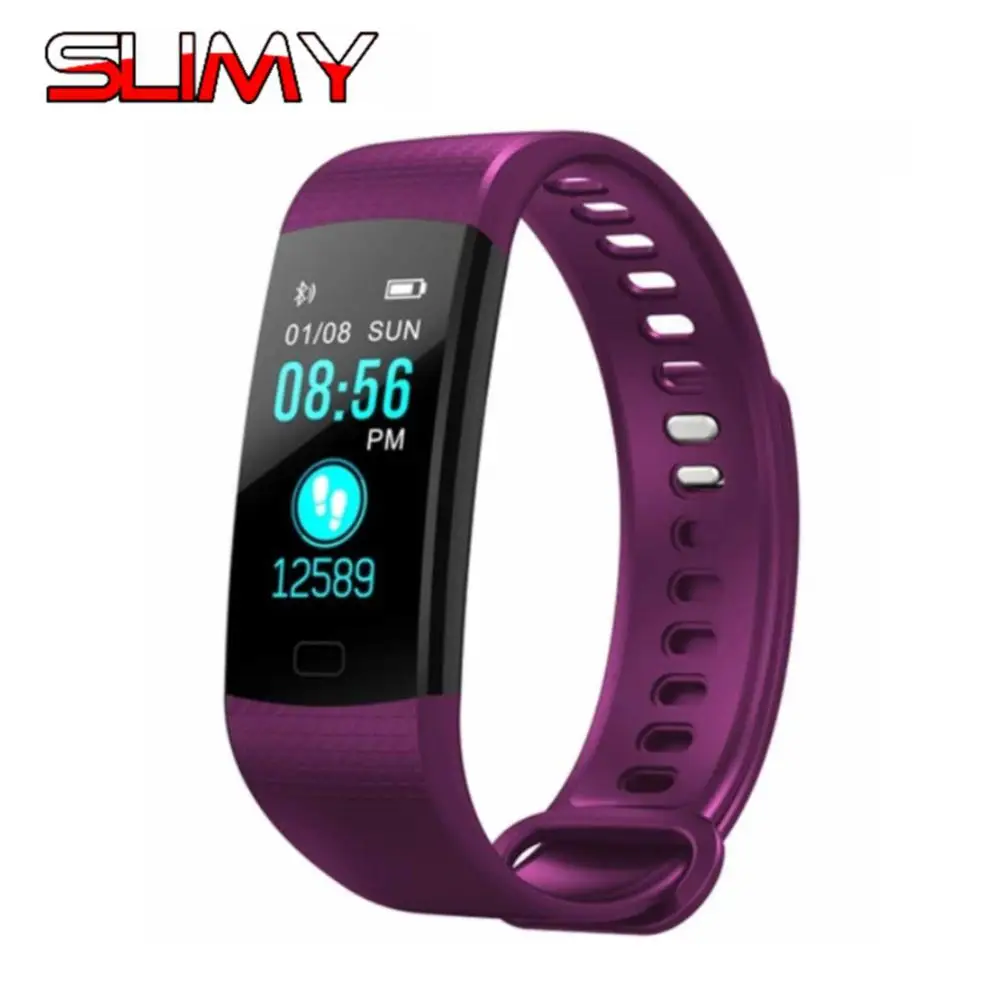 Умные часы Slimy Y5, фитнес-трекер, умные часы с шагомером для сна, пульсометром, монитором артериального давления, наручные часы PK ID115 M4 - Цвет: Фиолетовый