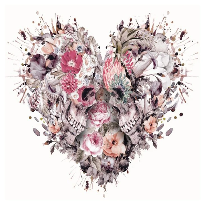 

Full Square/Round Drill 5D DIY Diamond Painting "Skull Flowers Love" 3D Diamond Embroidery Cross Stitch Mosaic Decor Gifts