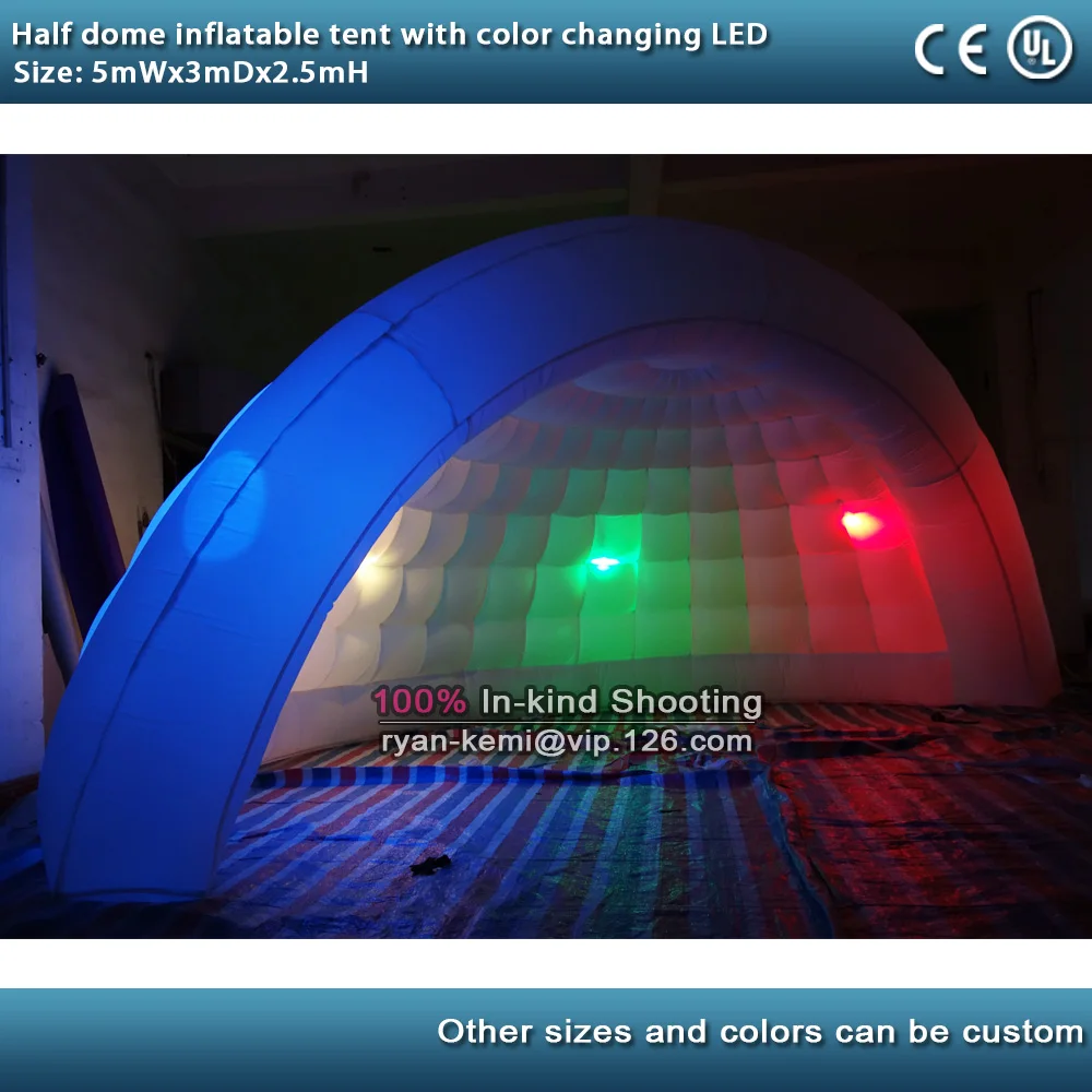 5m LED lighting inflatable half dome tent inflatable bar inflatable wedding party igloo tent marquee with color changing LED 2