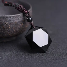 Прямая поставка, черное ожерелье из обсидиановой гексаграммы, подвеска из обсидиановой звезды RongDe, подвеска с надписью Lucky Love, натуральный камень, ожерелье для женщин и мужчин